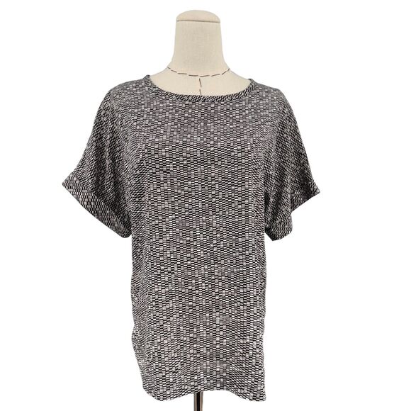 Vince Womens Silk Geometric Pattern Short Sleeve Blouse‎ Gray Top Size Small - Picture 1 of 6